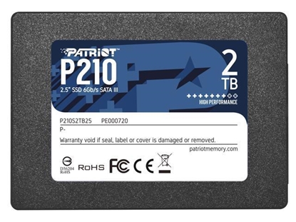 Attēls no SSD|PATRIOT|P210|2TB|SATA 3.0|Write speed 430 MBytes/sec|Read speed 520 MBytes/sec|2,5"|TBW 960 TB|P210S2TB25