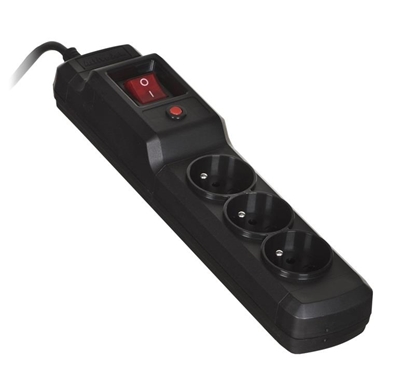 Picture of Activejet COMBO 3GN 3M black power strip with cord