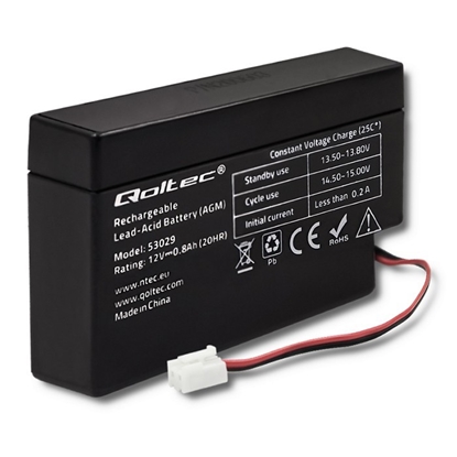 Изображение QOLTEC AGM battery 12V 0.8Ah max. 12A