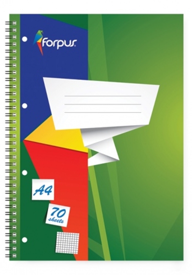 Изображение Exercise book with spiral Forpus, A4/70, Squared, soft cover 0722-003