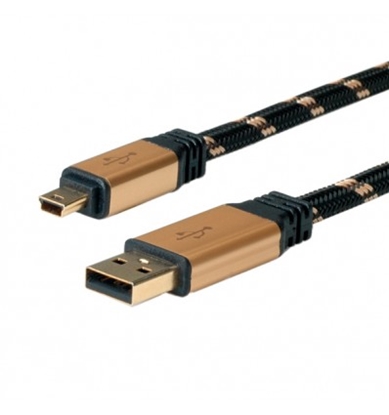 Picture of ROLINE GOLD USB 2.0 Cable, Type A - 5-Pin Mini 0.8 m
