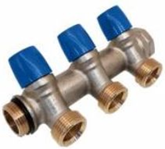 Picture of Kolektors ar ventiļiem 1" - 3-ceļi 3/4"EK Zils GF