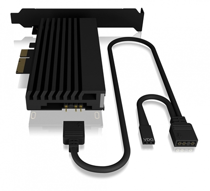 Attēls no Karta PCIe z gniazdem M.2 M-Key dla jednego dysku SSD M.2 NVMe, podświetlenie ARGB IB-PCI224M2-RGB
