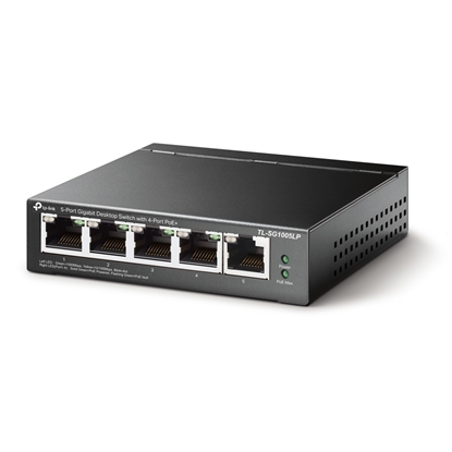 Attēls no TP-LINK TL-SG1005LP network switch Unmanaged Gigabit Ethernet (10/100/1000) Power over Ethernet (PoE) Black