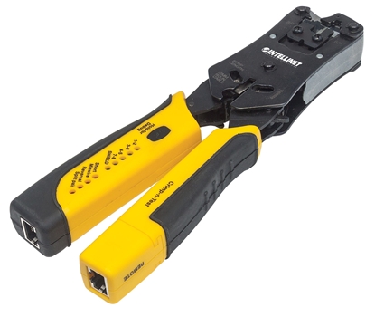 Attēls no Intellinet Universal Modular Plug Crimping Tool and Cable Tester, 2-in-1 Crimper and Cable Tester: Cuts, Strips, Terminates and Tests, RJ45/RJ11/RJ12/RJ22