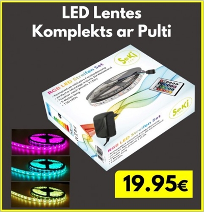 Picture of Krāsainas RGB 150LEDs 12V LED Lentas komplekts ar pulti un vadības bloku | Garums 5 metri