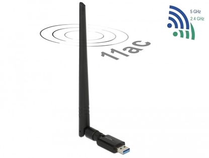 Picture of Delock USB 3.0 Dual Band WLAN ac/a/b/g/n Stick 867 + 300 Mbps with external antenna