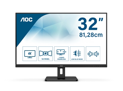 Attēls no AOC E2 U32E2N LED display 80 cm (31.5") 3840 x 2160 pixels 4K Ultra HD Black