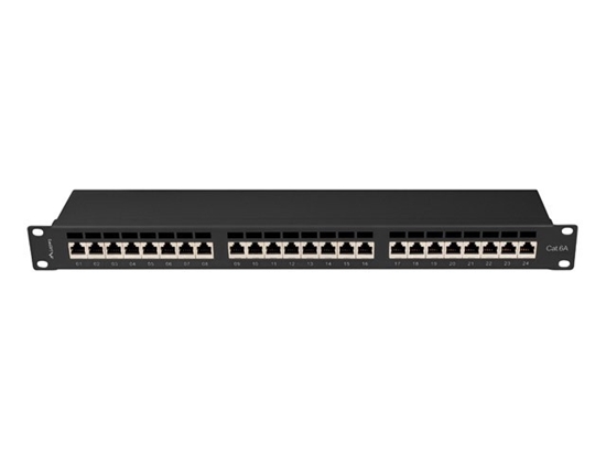 Изображение Lanberg Patchpanel 24-Port 1U 19" Cat.6A FTP geschirmt schw.