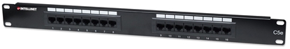 Attēls no Intellinet Patch Panel, Cat5e, UTP, 16-Port, 1U, Black