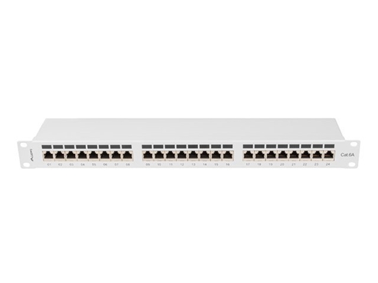 Изображение Lanberg Patchpanel 24-Port 1U 19" Cat. 6A FTP geschirmt grau