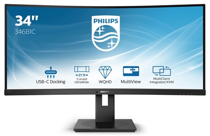 Изображение Philips B Line 346B1C/00 computer monitor 86.4 cm (34") 3440 x 1440 pixels Quad HD LCD Black