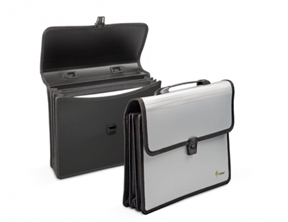 Picture of Handbag Forpus, A4, 3 compartments, plastic, black 0822-015
