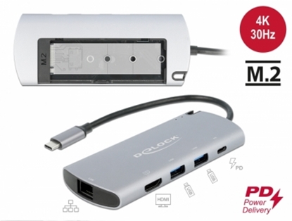Изображение Delock USB Type-C™ Docking Station with M.2 Slot - 4K HDMI / USB / LAN / PD 3.0
