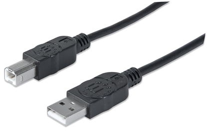 Picture of Manhattan USB-A to USB-B Cable, 3m, Male to Male, 480 Mbps (USB 2.0), Equivalent to Startech USB2HAB3M, Hi-Speed USB, Black, Lifetime Warranty, Polybag