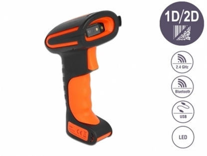 Изображение Delock Industrial Barcode Scanner 1D and 2D for 2.4 GHz, Bluetooth or USB