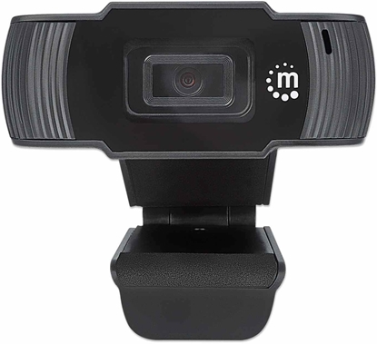 Attēls no Manhattan USB Webcam, Two Megapixels (Clearance Pricing), 1080p Full HD, USB-A, Integrated Microphone, Adjustable Clip Base, 30 frame per second, Black, Three Year Warranty, Box