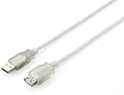 Attēls no Equip USB 2.0 Type A Extension Cable Male to Female, 1.8m , Transparent Silver