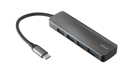 Attēls no USB Centrmezgls Trust Halyx Aluminium 4 Port USB-A 3.2 Gen1 Hub Grey