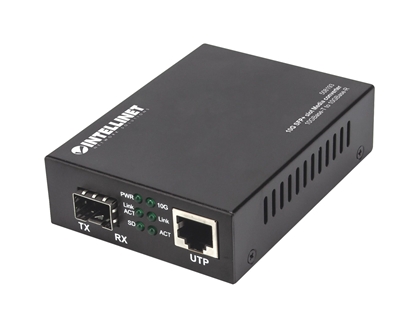 Attēls no Intellinet 10GBase-T to 10GBase-R Media Converter, 1 x 10 GB SFP+ Slot, 1 x 10GB RJ45 Port (Euro 2-pin plug)