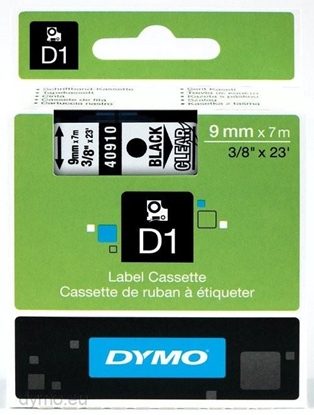 Attēls no DYMO D1 Standard - Black on Transparent - 9mm