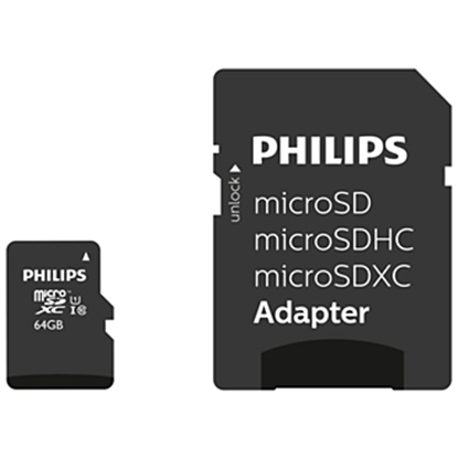 Attēls no Philips MicroSDXC Card      64GB Class 10 UHS-I U1 incl. Adapter