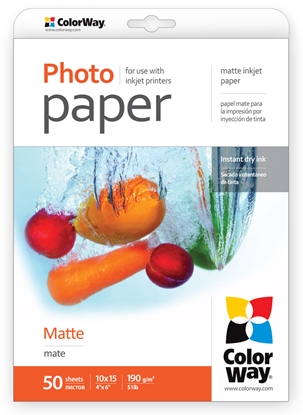 Picture of ColorWay Matte Photo Paper, 50 sheets, 10x15, 190 g/m²