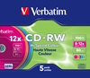 Picture of 1x5 Verbatim CD-RW 80 / 700MB 10x Speed, Colour, Slim