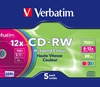 Изображение 1x5 Verbatim CD-RW 80 / 700MB 10x Speed, Colour, Slim