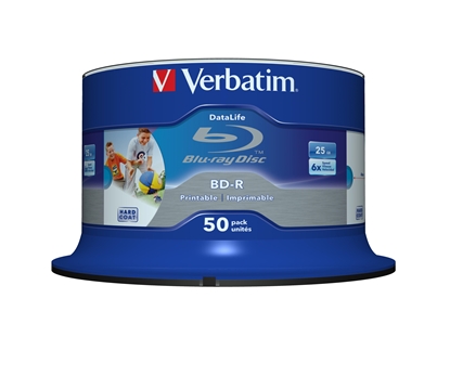 Изображение 1x50 Verbatim BD-R Blu-Ray 25GB 6x Speed DL Wide Printable CB