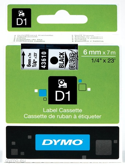 Picture of Dymo D1 6mm black/clear labels 43610