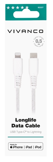 Изображение Vivanco cable USB-C - Lightning 0.5m, white (62227)
