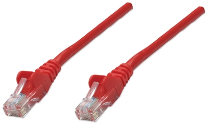 Attēls no Intellinet Network Patch Cable, Cat5e, 0.5m, Red, CCA, U/UTP, PVC, RJ45, Gold Plated Contacts, Snagless, Booted, Lifetime Warranty, Polybag