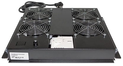 Изображение Intellinet 4-Fan Ventilation Unit for 19" Racks, Roof Mount, with Thermostat, Black