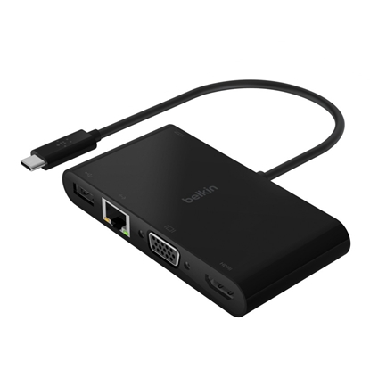 Picture of Belkin USB-C to Gigabit-Ethern. HDMI/VGA/USB-A-Adapter, 100W PD