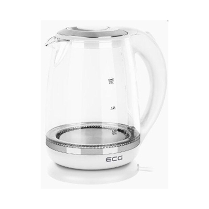 Изображение ECG Electric kettle RK 2020 White Glass, 2 L, 360° base with power cord storage, Blue backlight, 1850-2200 W