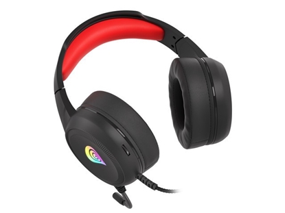 Изображение Słuchawki dla graczy Genesis Neon 200 z mikrofonem podświetlenie RGB Czarno-czerwone