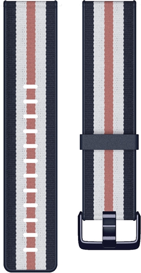 Picture of Fitbit | Versa-Lite Woven Hybrid Band, large, navy/pink | The Fitbit Versa woven hybrid band is made of polyester woven material on top and fluoroelastomer material on the bottom with an aluminium buckle. | The Fitbit Versa woven hybrid band is not water 