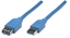 Picture of Manhattan USB-A to USB-A Extension Cable, 2m, Male to Female, Blue, 5 Gbps (USB 3.2 Gen1 aka USB 3.0), Equivalent to USB3SEXT2MBK (except colour), SuperSpeed USB, Lifetime Warranty, Polybag