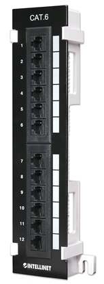 Attēls no Intellinet Patch Panel, Cat6, Wall-mount, UTP, 12 Port, Black