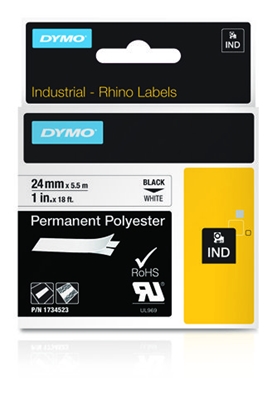Attēls no Dymo Rhino 6000+ Perm. Polyester 24 mm x 5,5 m black to trans.