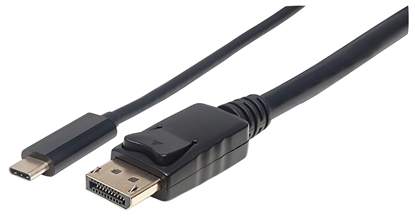 Picture of Manhattan USB-C to DisplayPort Cable, 4K@60Hz, 1m, Male to Male, Black, Equivalent to Startech CDP2DP1MBD, Three Year Warranty, Polybag