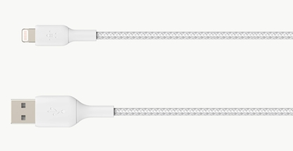 Изображение Belkin Lightning to USB-A Cable 15cm, Braided, mfi cert, white