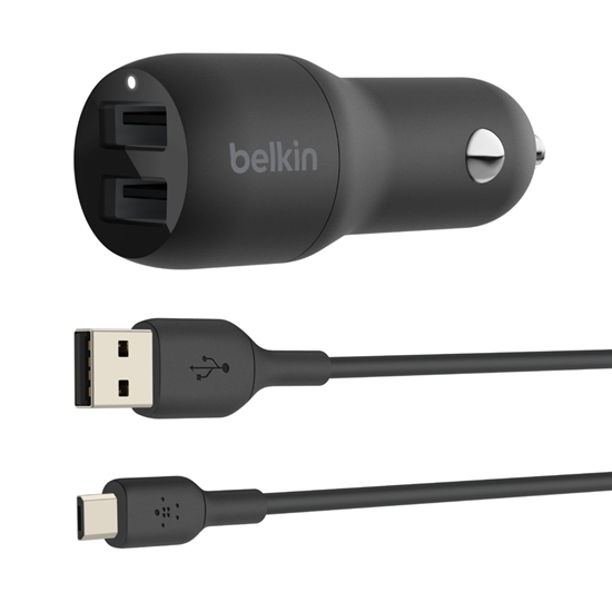 Picture of Belkin USB-A Car Charger 24W 1m Micro-USB Cable CCE002bt1MBK