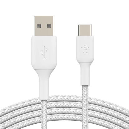 Attēls no Belkin USB-C/USB-A Cable 15cm braided, white CAB002bt0MWH