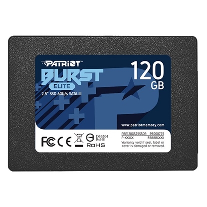 Attēls no SSD|PATRIOT|Burst Elite|120GB|SATA 3.0|3D NAND|Write speed 320 MBytes/sec|Read speed 450 MBytes/sec|2,5"|TBW 50 TB|PBE120GS25SSDR
