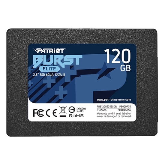 Picture of SSD|PATRIOT|Burst Elite|120GB|SATA 3.0|3D NAND|Write speed 320 MBytes/sec|Read speed 450 MBytes/sec|2,5"|TBW 50 TB|PBE120GS25SSDR