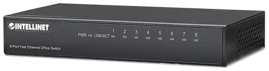 Picture of Intellinet 8-Port Fast Ethernet Office Switch, Desktop Size, Metal, IEEE 802.3az (Energy Efficient Ethernet), Box