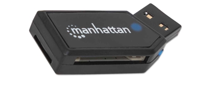 Изображение Manhattan USB-A Mini Multi-Card Reader/Writer, 480 Mbps (USB 2.0), 24-in-1, Hi-Speed USB, Windows or Mac, Black, Three Year Warranty, Blister