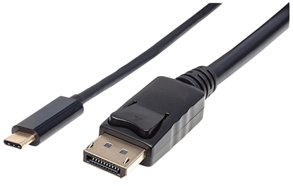 Picture of Manhattan USB-C to DisplayPort Cable, 4K@60Hz, 2m, Male to Male, Black, Equivalent to CDP2DP2MBD, Three Year Warranty, Polybag